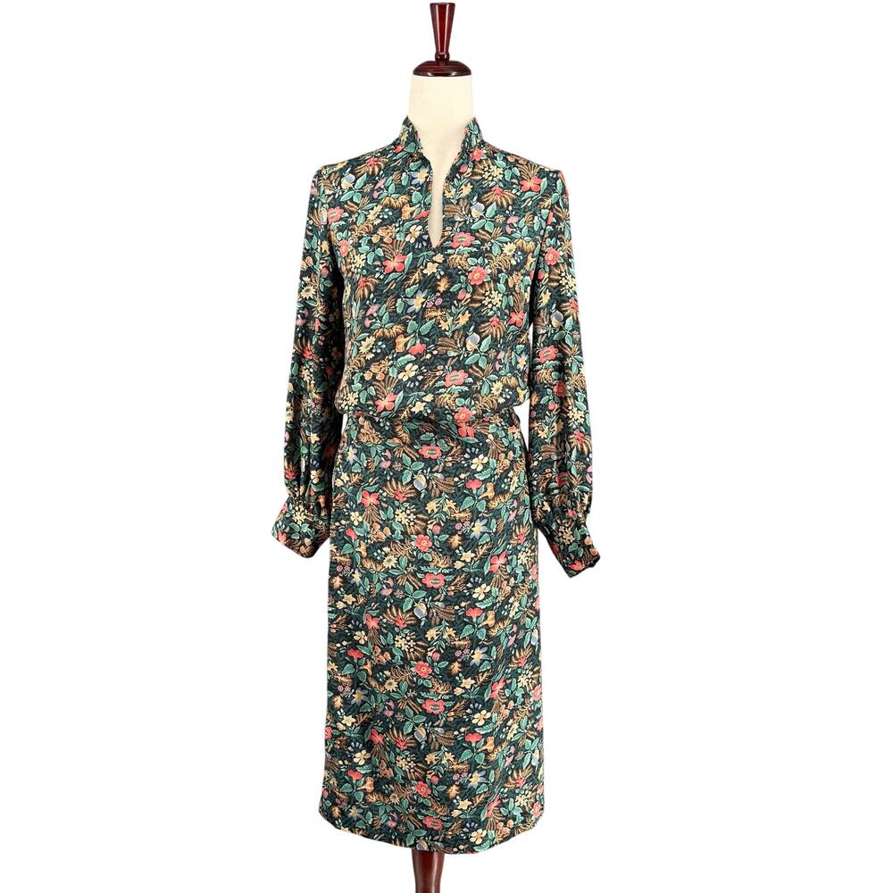 Vtg 70s 80s Matching Floral Set‎ Skirt Blouse Womens 8/10 Green Retro Fairycore
